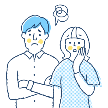 困る男女のイラスト